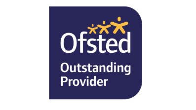 Ofsted logo showing the award of the latest Ofsted reports. This logo shows the 'Outstanding' award.